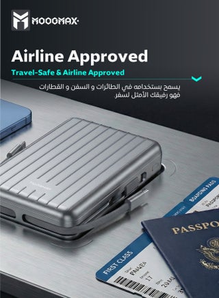 20000mAh Trunk series magnetic wireless power bank  22.5W super-charging, two built-in cables with 15W wireless charging, 3 external ports 1 Type-C and 1 Type-A, and a Lightning port. Silver - view 4